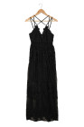 Women's Sleeveless Lace Mesh White Maxi Dress