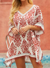 Womens Floral Print Tassel Hem Beach Cover up