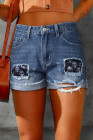 Skull Shorts for Womens Distressed High Waist Denim Shorts