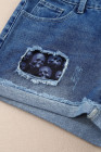 Skull Shorts for Womens Distressed High Waist Denim Shorts