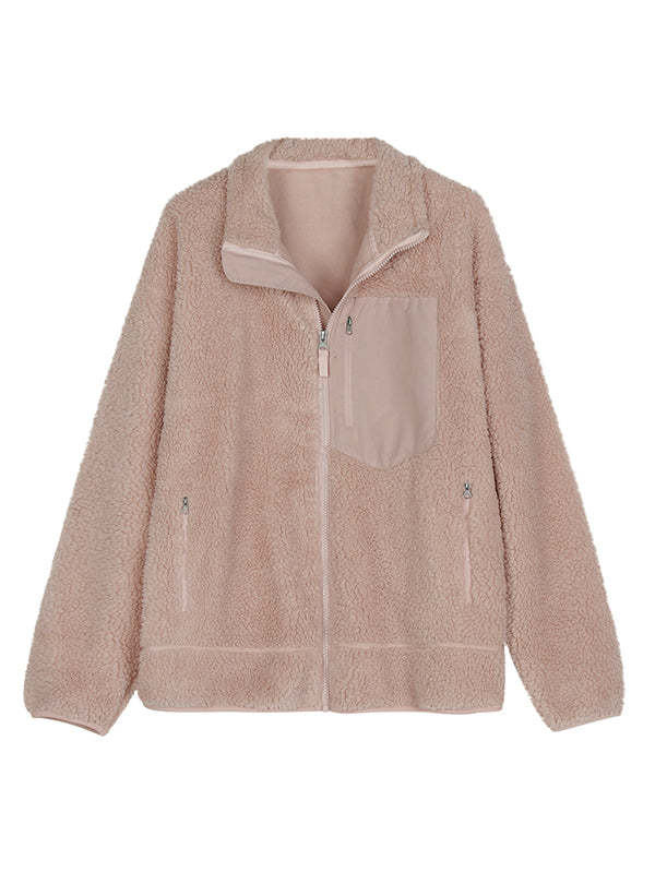 Women's Faux Fur Jacket Pocket Warm Fleece Coat