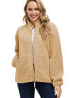 Women's Faux Fur Jacket Pocket Warm Fleece Coat