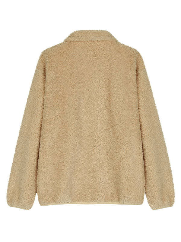 Women's Faux Fur Jacket Pocket Warm Fleece Coat