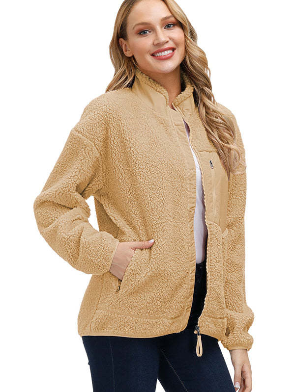 Women's Faux Fur Jacket Pocket Warm Fleece Coat