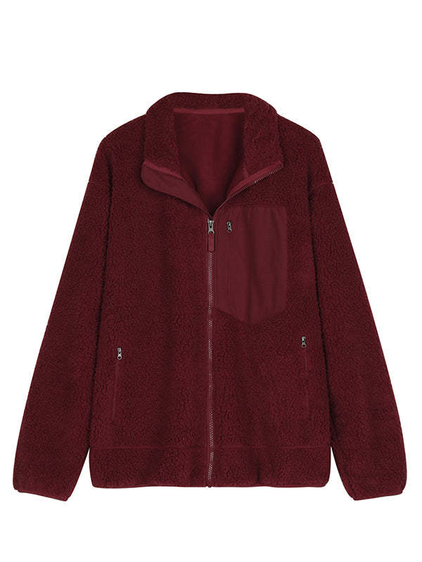 Women's Faux Fur Jacket Pocket Warm Fleece Coat