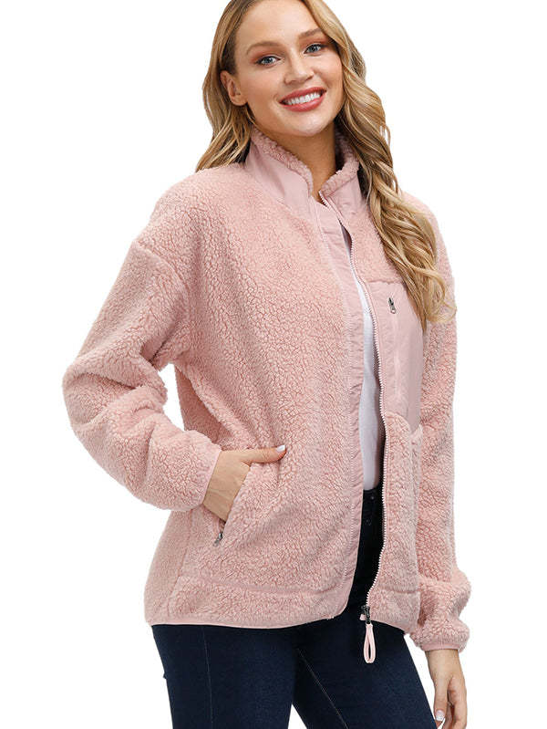 Women's Faux Fur Jacket Pocket Warm Fleece Coat