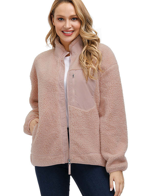 Women's Faux Fur Jacket Pocket Warm Fleece Coat