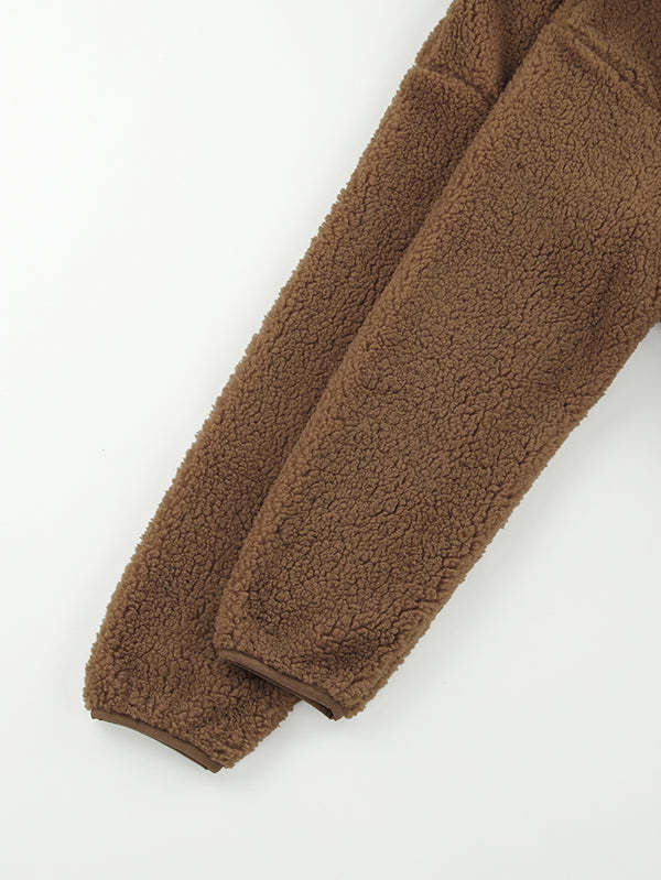 Women's Faux Fur Jacket Pocket Warm Fleece Coat