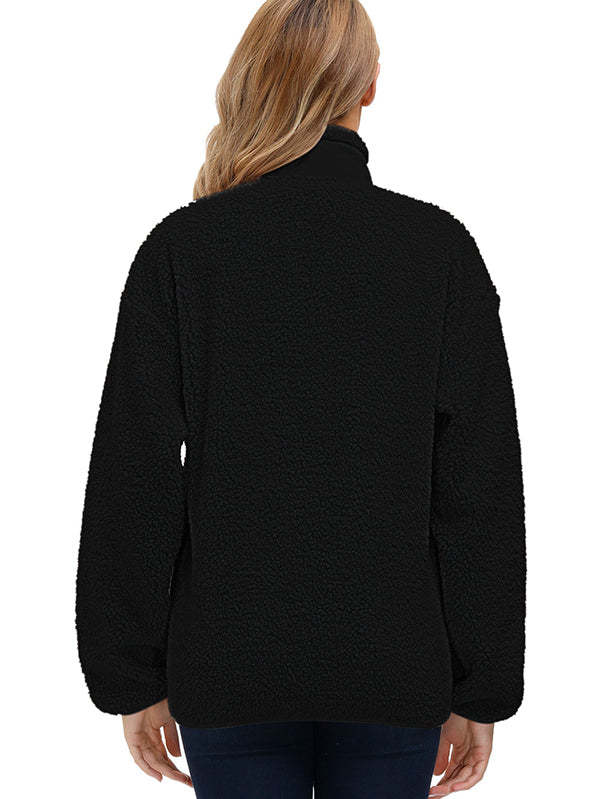 Women's Faux Fur Jacket Pocket Warm Fleece Coat