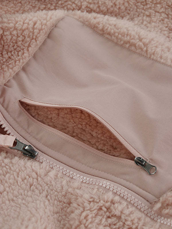 Women's Faux Fur Jacket Pocket Warm Fleece Coat