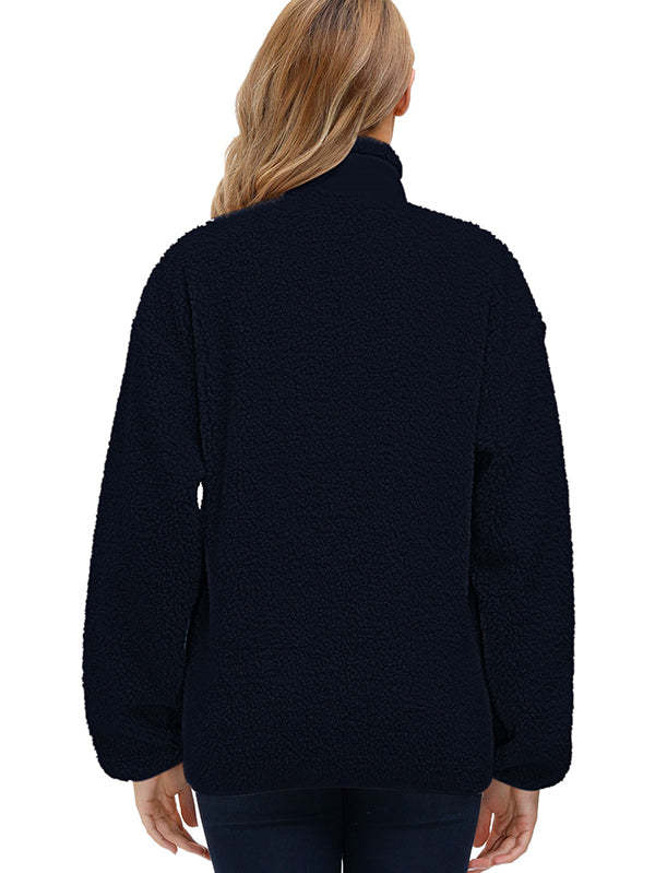 Women's Faux Fur Jacket Pocket Warm Fleece Coat