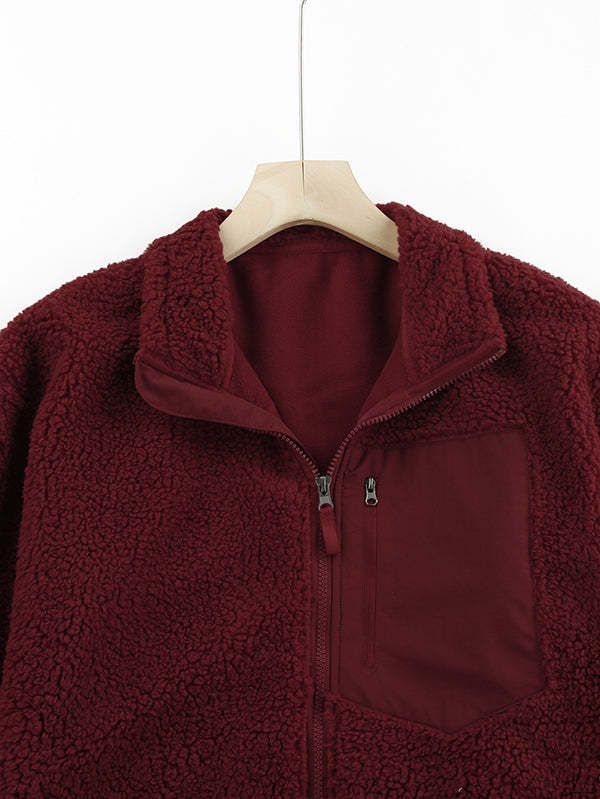 Women's Faux Fur Jacket Pocket Warm Fleece Coat