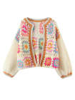 Crochet Floral Knitted Cardigan Sweater Cropped Knitwear Tops