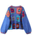Crochet Floral Knitted Cardigan Sweater Cropped Knitwear Tops