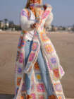 Women's Crochet Bohemian Long Sleeve Open Front Oversized Cardigan Sweater
