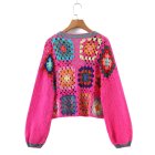 Crochet Floral Knitted Cardigan Sweater Cropped Knitwear Tops
