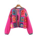 Crochet Floral Knitted Cardigan Sweater Cropped Knitwear Tops