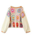 Crochet Floral Knitted Cardigan Sweater Cropped Knitwear Tops