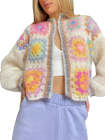 Crochet Floral Knitted Cardigan Sweater Cropped Knitwear Tops