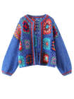 Crochet Floral Knitted Cardigan Sweater Cropped Knitwear Tops