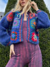 Crochet Floral Knitted Cardigan Sweater Cropped Knitwear Tops