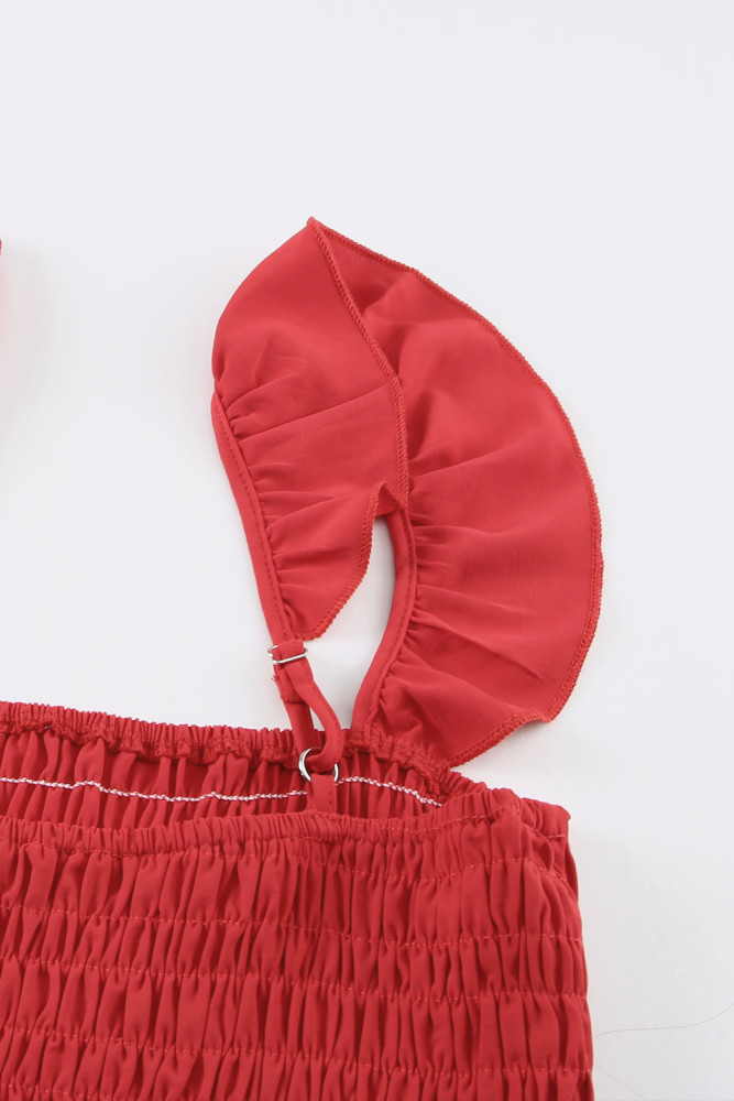 Silindashop Sleeveless Flutter Smocked Wide Leg Jumpsuits for Women