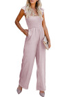 Silindashop Sleeveless Flutter Smocked Wide Leg Jumpsuits for Women