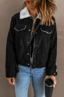 Womens Sherpa Lining Button Down Winter Corduroy Jacket