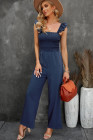 Silindashop Sleeveless Flutter Smocked Wide Leg Jumpsuits for Women
