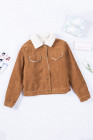 Womens Sherpa Lining Button Down Winter Corduroy Jacket