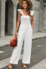 Silindashop Sleeveless Flutter Smocked Wide Leg Jumpsuits for Women