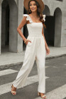 Silindashop Sleeveless Flutter Smocked Wide Leg Jumpsuits for Women