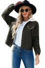 Womens Sherpa Lining Button Down Winter Corduroy Jacket