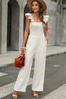 Silindashop Sleeveless Flutter Smocked Wide Leg Jumpsuits for Women
