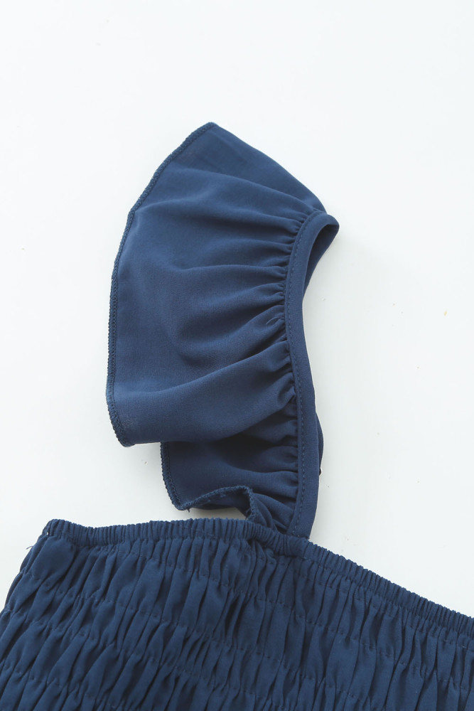 Silindashop Sleeveless Flutter Smocked Wide Leg Jumpsuits for Women