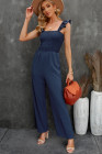 Silindashop Sleeveless Flutter Smocked Wide Leg Jumpsuits for Women