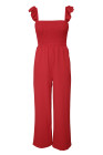 Silindashop Sleeveless Flutter Smocked Wide Leg Jumpsuits for Women