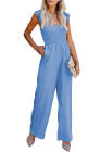 Silindashop Sleeveless Flutter Smocked Wide Leg Jumpsuits for Women