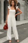 Silindashop Sleeveless Flutter Smocked Wide Leg Jumpsuits for Women