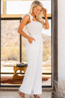 Silindashop Sleeveless Flutter Smocked Wide Leg Jumpsuits for Women