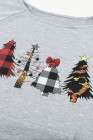 Plaid Christmas Tree Grey Sweatshirt for Women Pullover Shirt