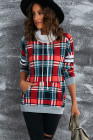 Women’s Buffalo Plaid Print Sherpa High Neck Pullover Sweatshirt