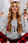 Plaid Christmas Tree Grey Sweatshirt for Women Pullover Shirt