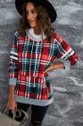 Women’s Buffalo Plaid Print Sherpa High Neck Pullover Sweatshirt