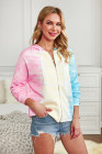 Women's Zip Up Drawstring Tie Dye Color Block Shirts Hoodies for Women