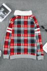 Women’s Buffalo Plaid Print Sherpa High Neck Pullover Sweatshirt