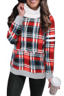 Women’s Buffalo Plaid Print Sherpa High Neck Pullover Sweatshirt