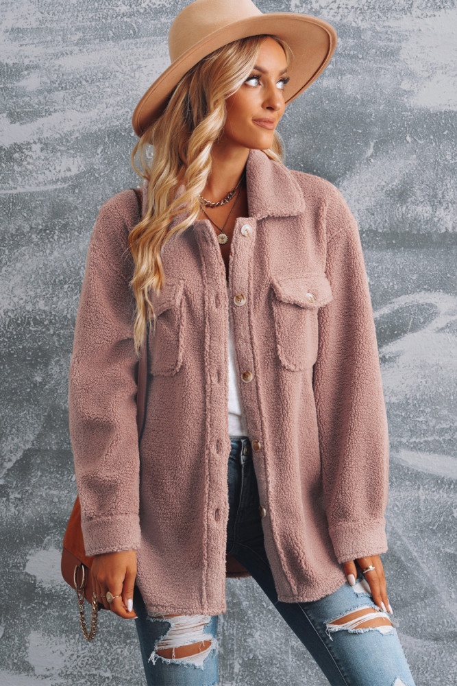 Winter Coats for Women Button Front Teddy Coat