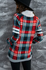 Women’s Buffalo Plaid Print Sherpa High Neck Pullover Sweatshirt