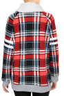 Women’s Buffalo Plaid Print Sherpa High Neck Pullover Sweatshirt